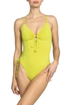 Robin Piccone Aubrey Keyhole One-piece Swimsuit In Honeydrew