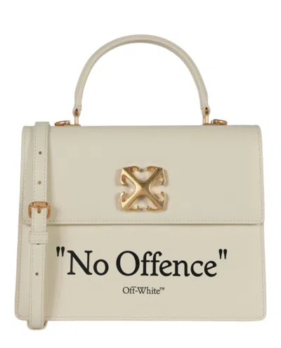 Off-white Jitney Leather Tote Bag Woman Handbag Beige Size - Calfskin