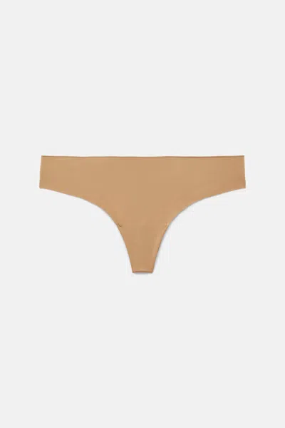 Girlfriend Collective Suede Sport Thong In Brown
