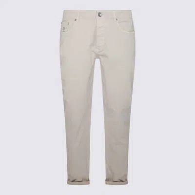 Brunello Cucinelli Beige Cotton Jeans In Gray