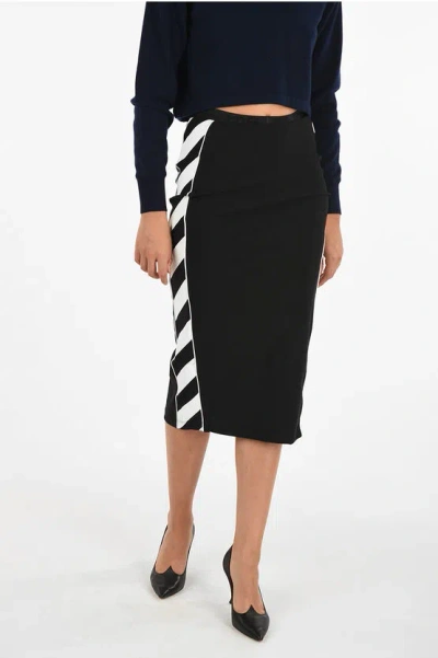 Off-white Split-back Hem Pencil Skirt In Black