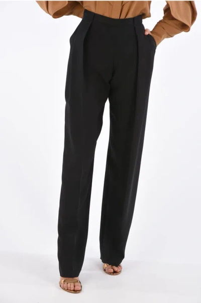 Armani Collezioni Emporio Armani Barathea Stretch Wool Trousers In Solid Black