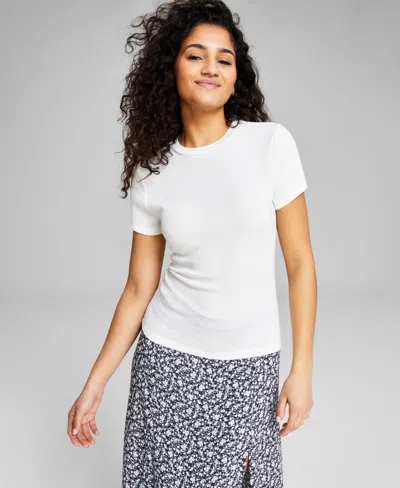 And Now This Women's Ribbed Crewneck Short-sleeve T-shirt, Created For Macy's In White
