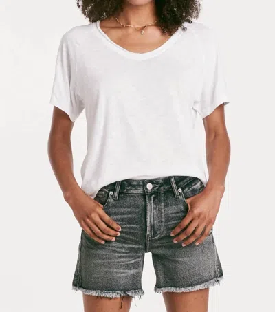 Another Love Taylor Relaxed V-neck Slubbed Basic Tee In White