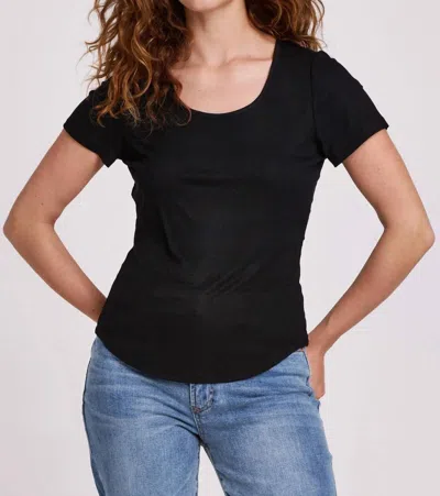 Another Love Aimee Scoop Neck Rib Top In Black