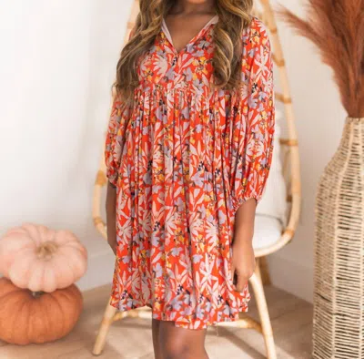 Entro Time Will Tell Floral Mini Dress In Rust In Multi