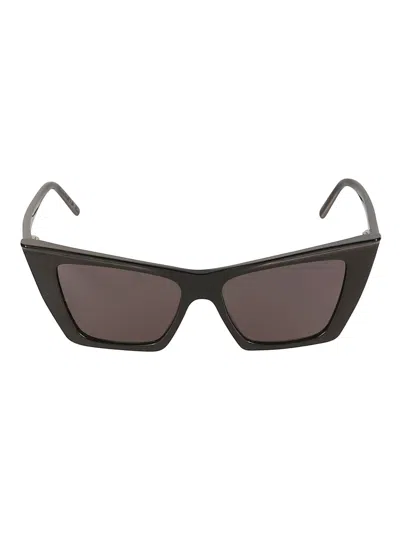 Saint Laurent Square Frame Logo Sunglasses In Black