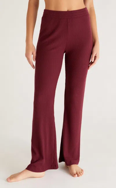 Z Supply Show Some Flare Rib Pant In Garnet In Multi