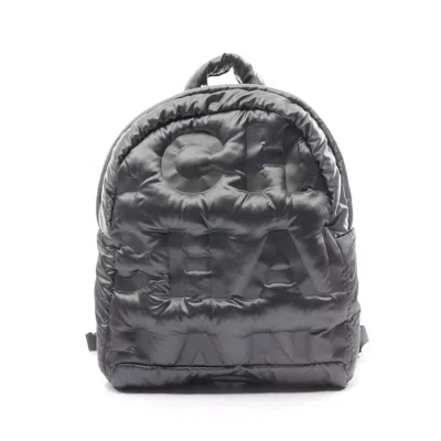 Pre-owned Chanel Dudone Backpack Rucksack Nylon Dark Silver Hardware In Grey