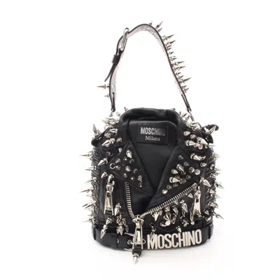 Moschino Riders Backpack Rucksack Leather Spike Studs 2way In Black