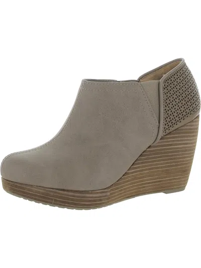 Dr. Scholl's Shoes Marlow Womens Faux Leather Slip On Wedge Boots In Grey