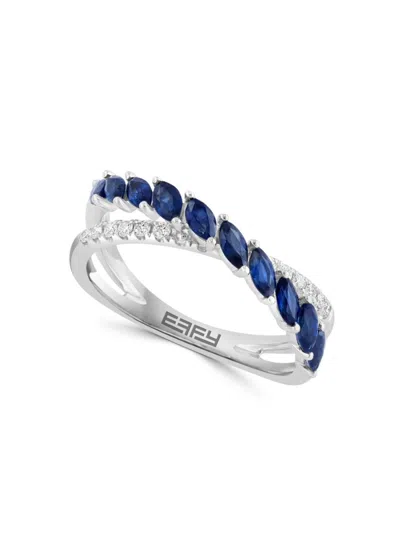 Effy Women's 14k White Gold, Sapphire & Diamond Ring