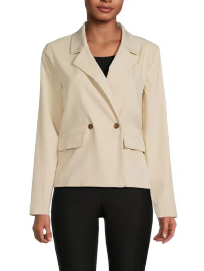 Bobeau Women's Solid Double Breasted Blazer In Sandshell