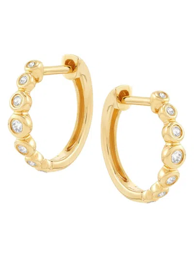 Saks Fifth Avenue Women's 14k Yellow Gold & 0.10 Tcw Diamond Huggie Earrings
