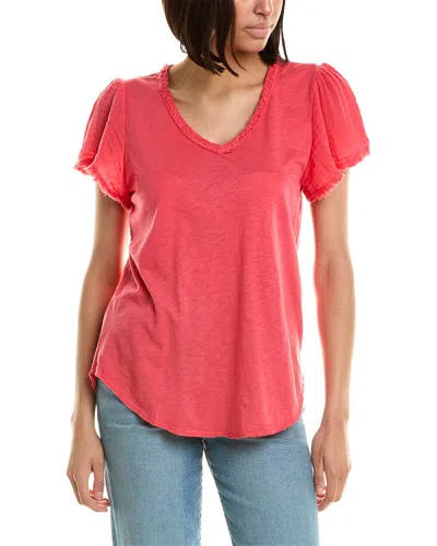 Michael Stars Tate Fabric Mix T-shirt In Pink