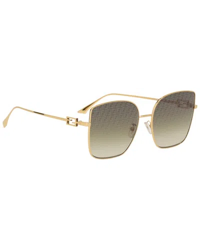 Fendi Fe40013u 30f Oversized Square Sunglasses In Brown