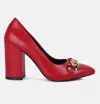 London Rag Majesty High Block Heeled Pump Heels In Red