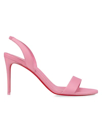 Christian Louboutin O Marylin Leather Red Sole Halter Sandals In Pink