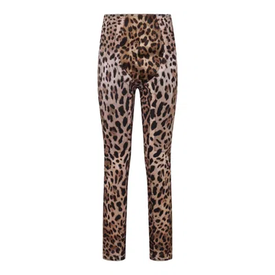 Dolce & Gabbana Brown Silk Blend Kim Pants In Leo New