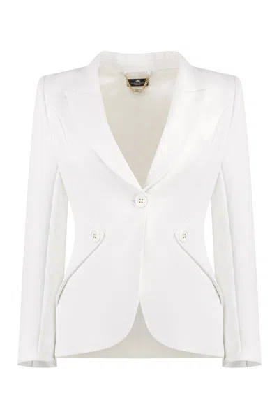 Elisabetta Franchi Single-breasted One Button Jacket In White
