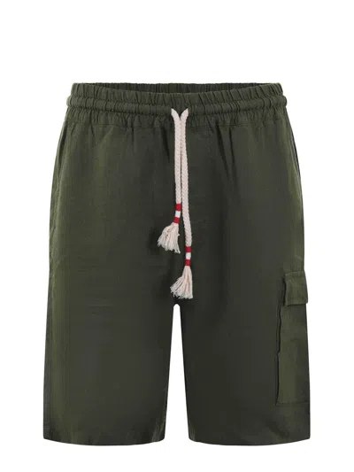 Mc2 Saint Barth Linen Shorts In Green