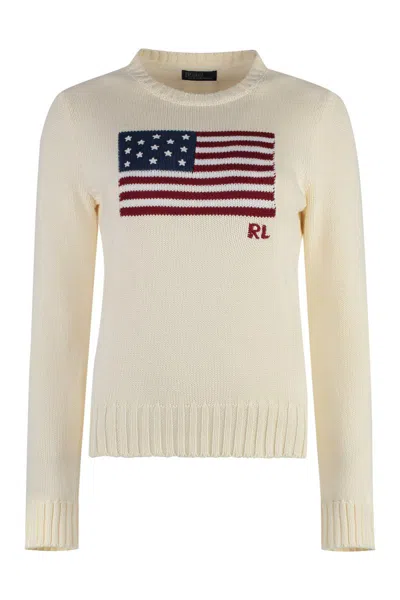 Polo Ralph Lauren Cotton Crew-neck Sweater In Ivory