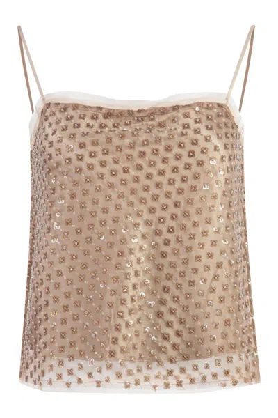 Vince Sequined Top In Beige