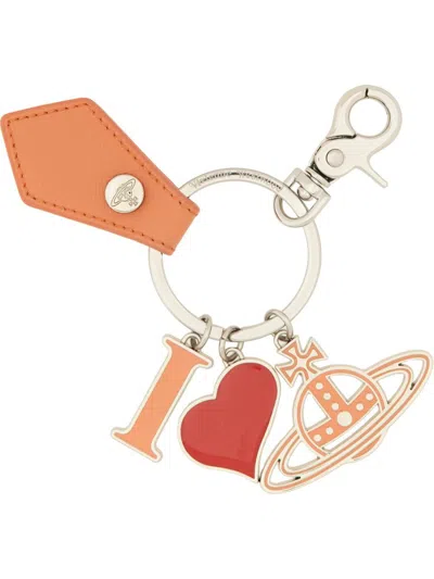 Vivienne Westwood I Love Orb Keychain In Orange