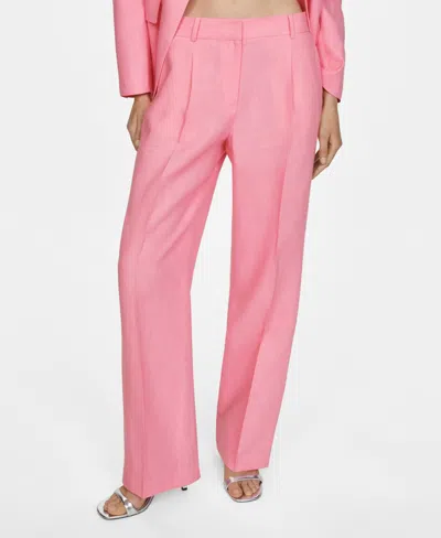 Mango Linen Suit Trousers Pink