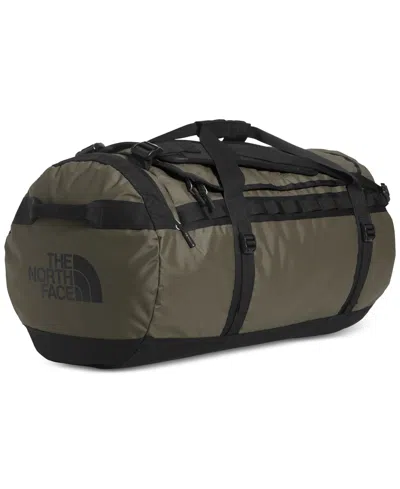 The North Face Base Camp Logo Convertible Duffel Bag In New Taupe Green,tnf Black
