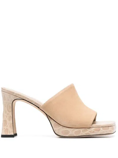 By Far Belize Mixed Leather Mule Sandals In Nude