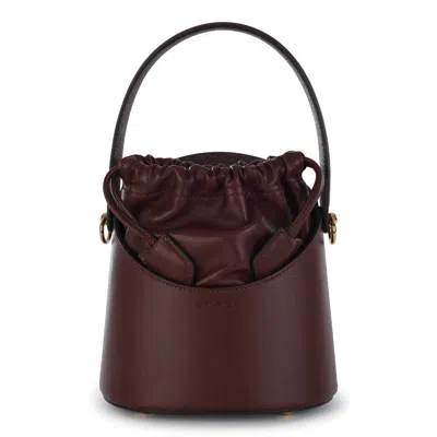 Etro Bordeaux Leather Saturno Bucket Bag