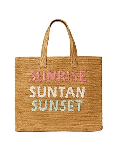 Btb Los Angeles Sunrise Suntan Sunset Straw Tote Bag In Sand/mint