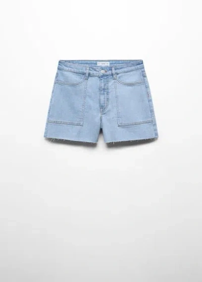 Mango Kids' Short Jean Taille Normale In Bleu Moyen