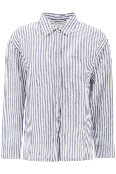 's Max Mara "striped Linen Shirt From Renania In White