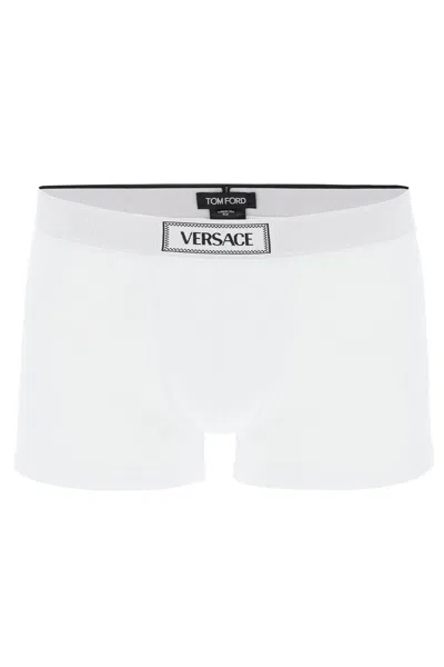 Versace Intimate Boxer Shorts With Logo Band In White