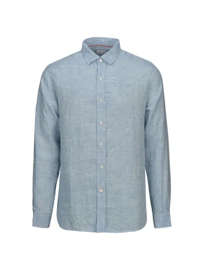 Swims Men's Amalfi End-on-end Linen Long-sleeve Shirt In Harbour