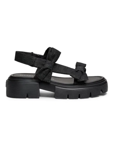Stuart Weitzman Sofia Nolita Denim Dual Bow Slingback Sandals In Black