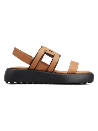 Tod's Leather Platform Sandals In Marrón