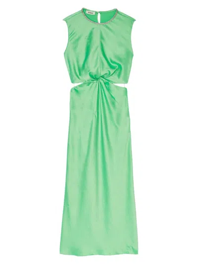 Sandro Women's Midi Dress With Twist In Fluorescent Green