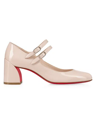 Christian Louboutin Miss Jane 55 Patent-leather Pumps In White