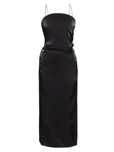 Jacquemus Women's La Robe Carino Satin Midi Dress In Black