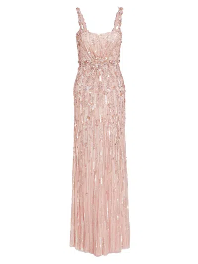 Jenny Packham Women's Bright Gem Crystal-embellished Sleeveless Gown In Powder Pink