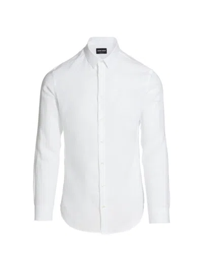 Giorgio Armani Men's Linen Button-front Shirt In White