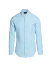 Giorgio Armani Men's Linen Button-front Shirt In Blue