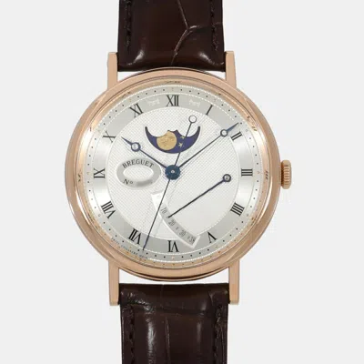 Pre-owned Breguet Silver 18k Rose Gold Classic Moonphase 7787br/12/9v6 Automatic Men's Wristwatch 39 Mm