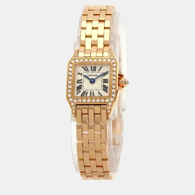 Pre-owned Cartier White 18k Rose Gold Santos Wf9011z8 Quartz Women's Wristwatch 17 Mm