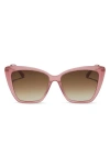 Diff Becky Ii 55mm Cat Eye Sunglasses In Guava / Brown Gradient