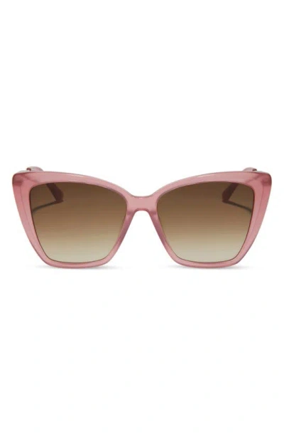 Diff Becky Ii 55mm Cat Eye Sunglasses In Guava / Brown Gradient