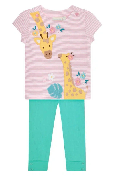 Jojo Maman Bébé Babies' Giraffe Appliqué Cotton T-shirt & Leggings Set In Rose